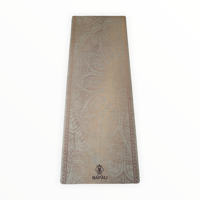 Yoga mat natural rubber & microfiber “Pachamama Gold” beige and gold