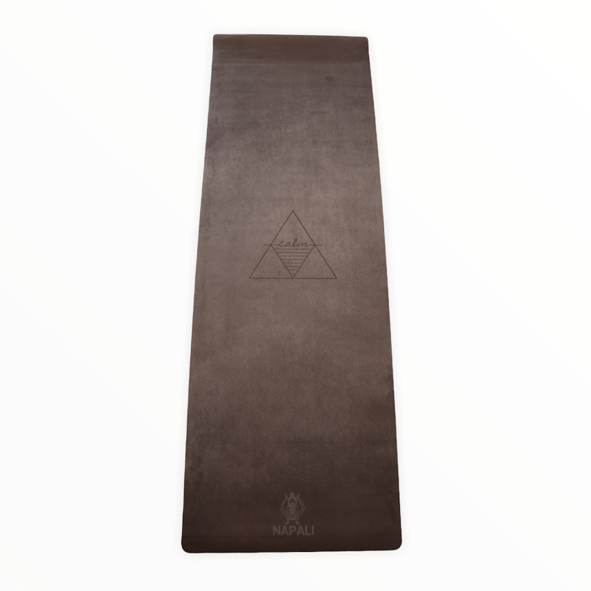 Yogamatte Calm grau schwarz, Yogamatten Sale, Yogamatte Mikrofaser, Basis Naturkautschuk
